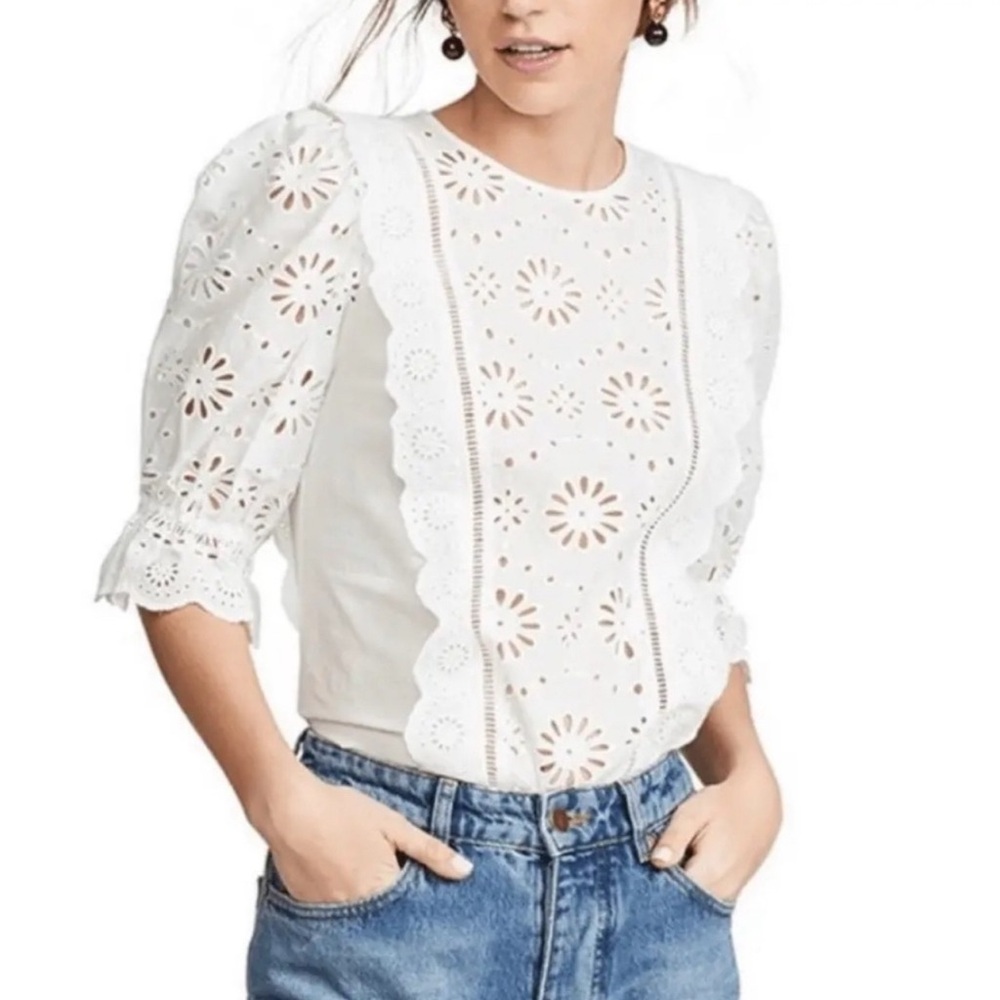 Veronica Beard Gale Eyelet Blouse